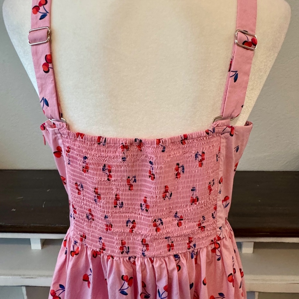 Kate Spade Cherry Toss Poplin Dress Pink Valentines Midi Women's Size 12 P - Picture 6 of 10